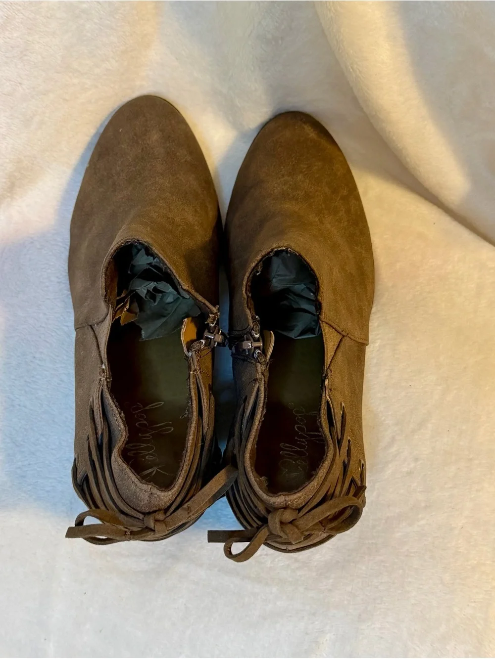 Jellypop Brown Suede Ankle Booties with Laced Accent